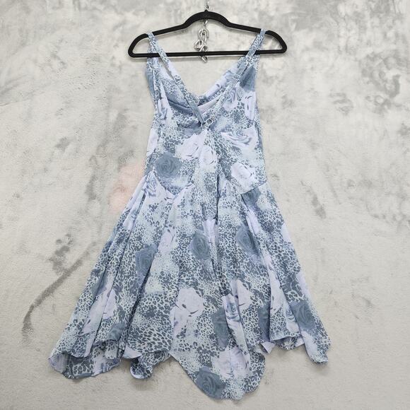 NEW Urban Outfitters UO Silence + Noise Dress XL Blue Marie Cowl Neck Mini Boho - Picture 2 of 11